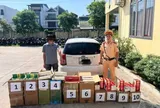 Kiểm tra xe bán tải trong đêm, cảnh sát phát hiện hàng trăm bình chứa hàng cấm