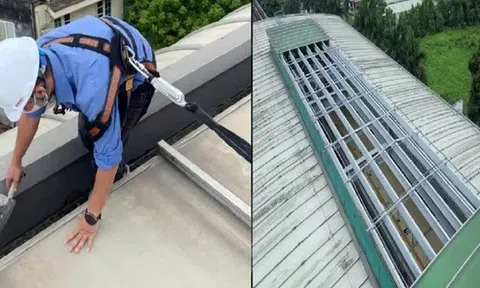 Cận cảnh ‘vá’ mái nhà ga tàu Cát Linh - Hà Đông