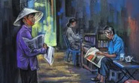 Thương những sạp báo cuối cùng ở TP.HCM qua tranh vẽ của Lê Sa Long