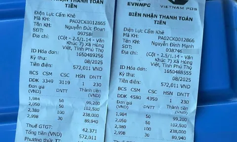 Vụ hóa đơn tiền điện của 2 gia đình bố và con trai giống hệt nhau ở Phú Thọ: Đã có kết quả kiểm tra