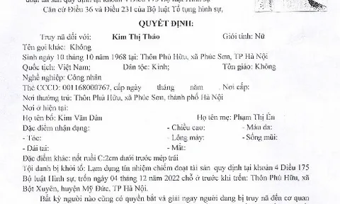 Truy nã Kim Thị Thảo