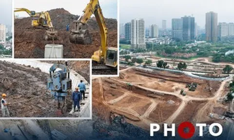 Toàn cảnh hồ chống ngập khẩn cấp tại Hà Nội