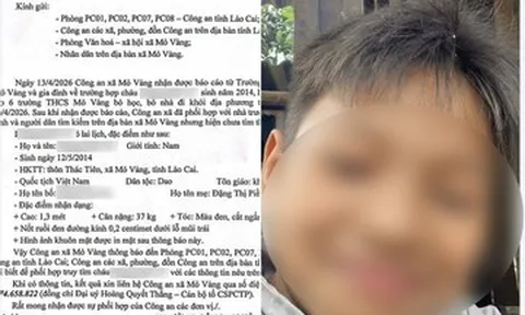 Bé trai mất tích sau khi bị bố đánh, công an phát thông báo truy tìm