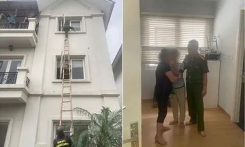 Giải cứu cháu bé 14 tuổi định trèo ra ban công tầng 3 căn biệt thự tại Hà Nội