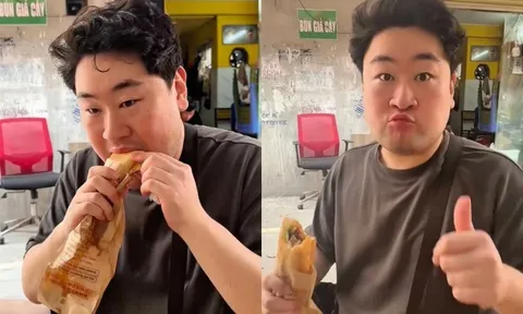 Thanh niên Hàn Quốc tròn mắt, há miệng khi ăn bánh mì Việt Nam