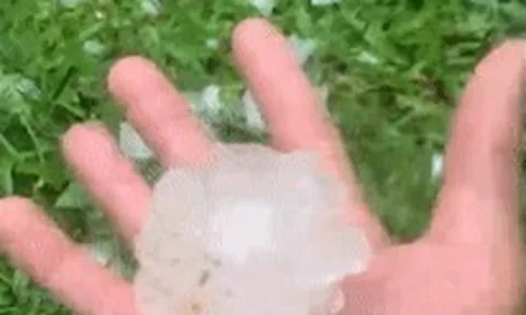 Clip mưa đá to bằng nắm tay trút trắng trời, người dân phải lấy chăn che ô tô