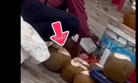 Xác minh clip người phụ nữ gom nước dừa khách uống thừa để bán lại ở bãi biển Thịnh Long