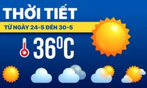 Dự báo thời tiết từ 24-5 đến 30-5: Cả nước nắng nóng diện rộng, chiều tối mưa dông