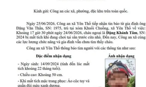 Phát hiện thi thể bé trai 22 tháng tuổi sau 5 ngày mất tích khi đi cùng dì