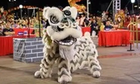 Hàng ngàn người xem biểu diễn lân sư rồng bên sông Hàn