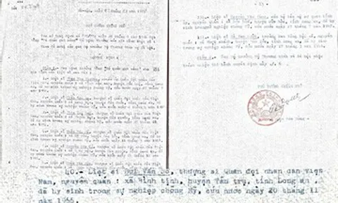 Thông tin về liệt sĩ Huỳnh Văn Quyên tại Trung tâm Lưu trữ quốc gia III