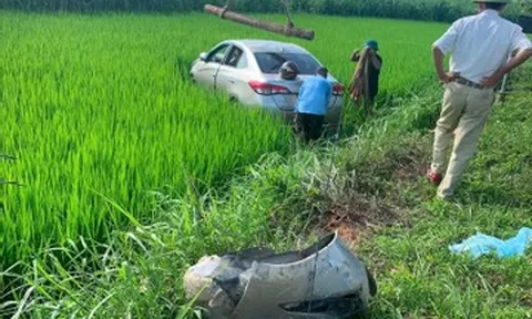 Tài xế ô tô nghi đột quỵ tử vong khi đang chở khách, xe lao xuống ruộng