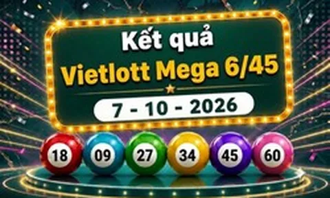 Vietlott 7/10 - Kết quả xổ số Vietlott Mega 6/45 hôm nay 7/10/2026