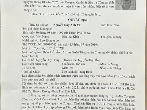 Truy nã đặc biệt Nguyễn Duy Anh Vũ