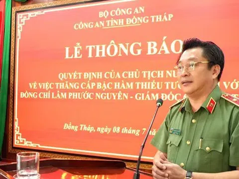 Giám đốc Công an Đồng Tháp được thăng hàm lên Thiếu tướng