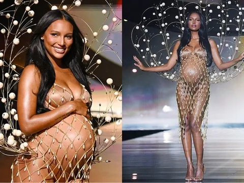 Siêu mẫu bế bụng bầu gây sốt khi mở màn show Victoria’s Secret 2025
