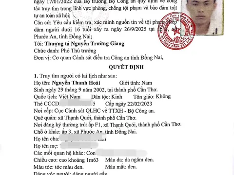 Truy tìm Nguyễn Thanh Hoài sinh năm 2002