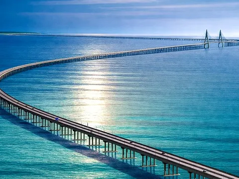 Hình dáng cầu đường vượt biển Cần Giờ - Vũng Tàu có 2 đảo nhân tạo