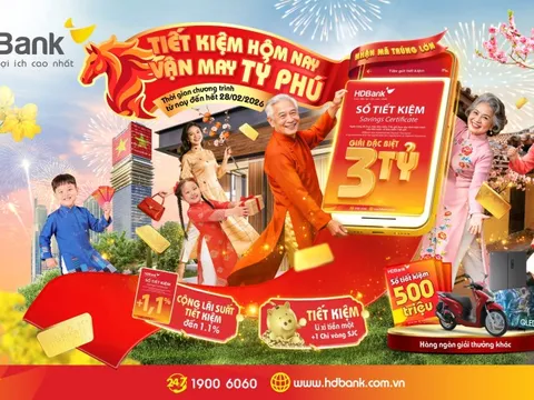 Gửi tiết kiệm đầu năm tại HDBank: lãi cộng thêm, lì xì ngay, vàng lấy vía