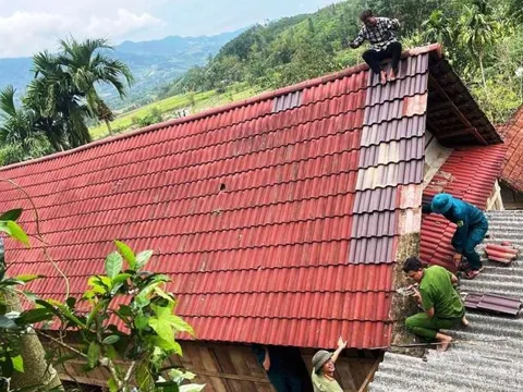 Lốc xoáy kéo dài 30 phút ở Quảng Ngãi, cây đổ và hơn trăm căn nhà tốc mái