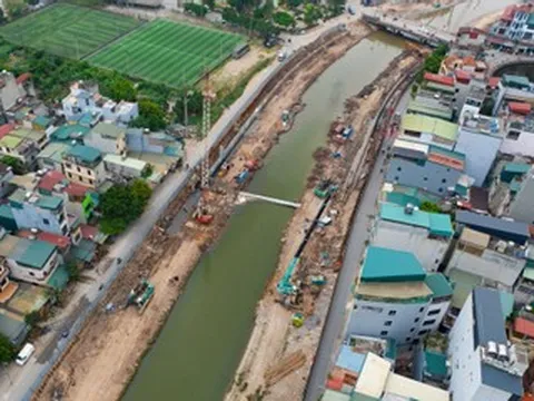 Toàn cảnh đại công trường dự án chống ngập 700 tỷ đồng trên sông ở Hà Nội