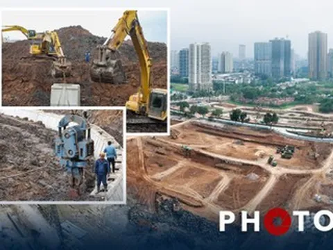 Toàn cảnh hồ chống ngập khẩn cấp tại Hà Nội